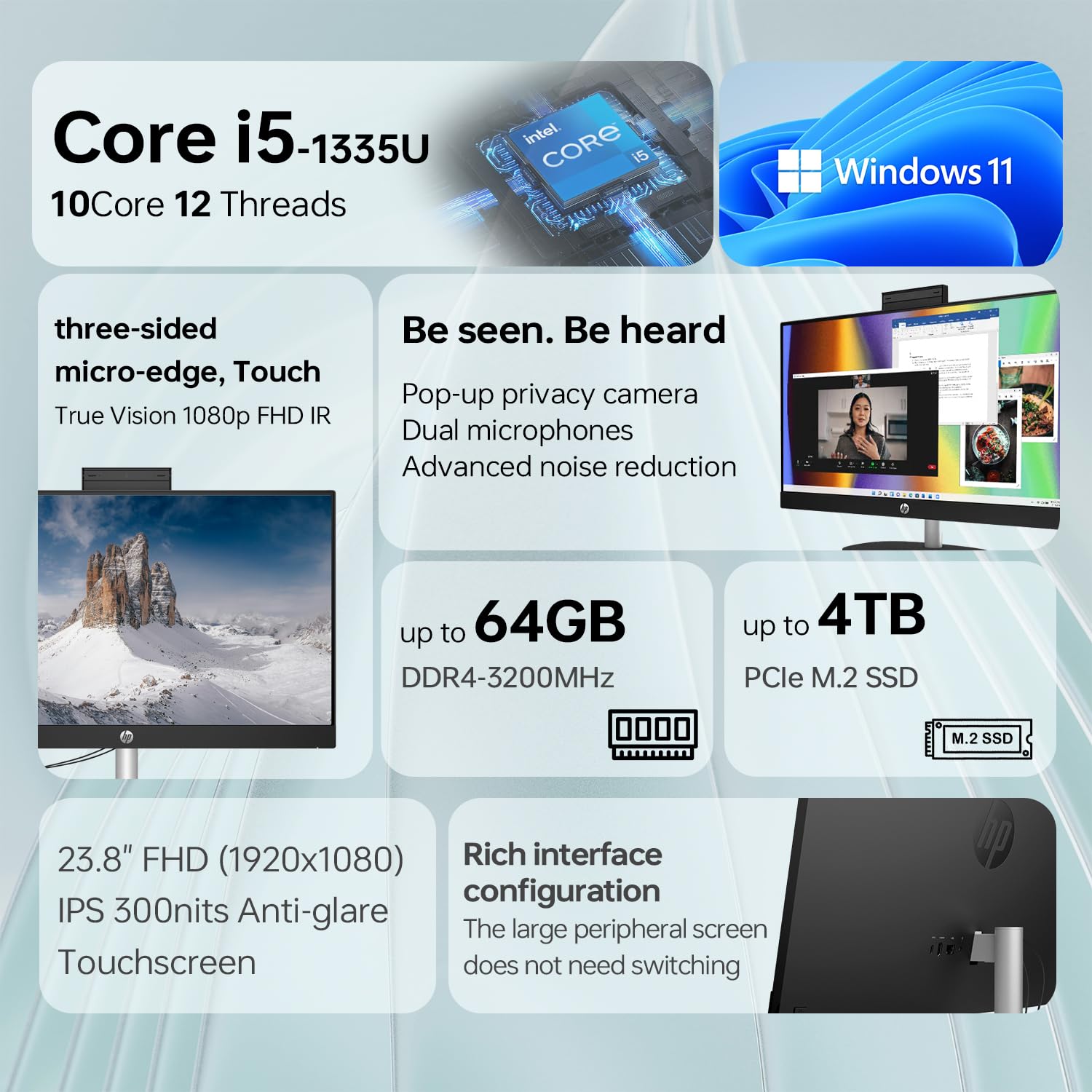 一体型 HP 24インチ i5 512G/SSD 8G 1920x1080 一体型 HP 24インチ i5 512G/SSD 8G 1920x1080 HP All-in-One 24
